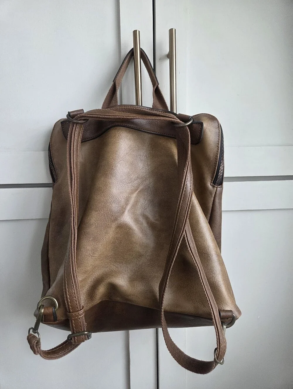 Brown Faux Leather Backpack | Chic Everyday Travel Bag